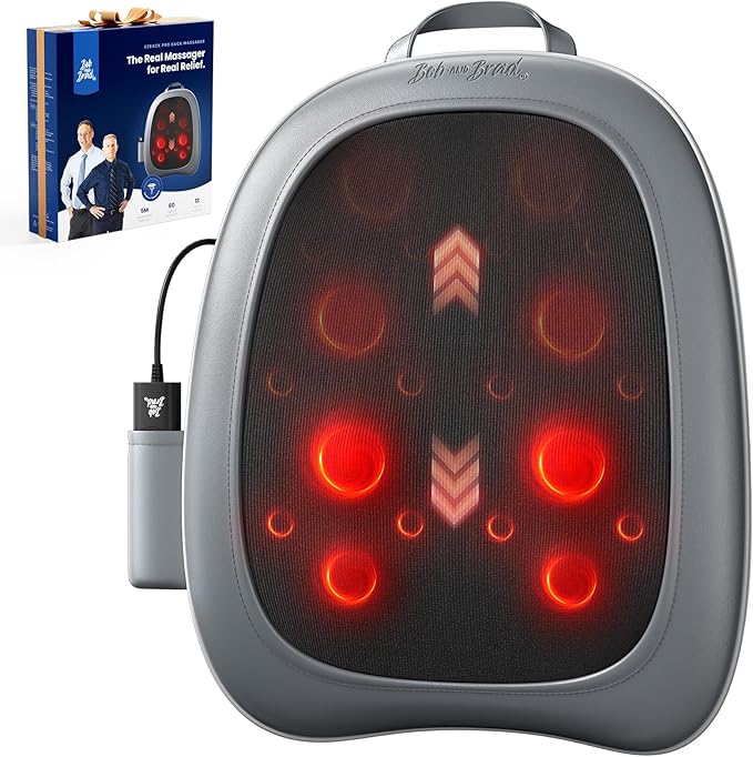 BOB AND BRAD Back Massager for Pain Relief Deep Tissue, FSA EZBack Pro Corded 4D Kneading Shiatsu Back Massager with Heat, HSA Eligible Up and Down Rolling Massage at Office Home, Gift for Man