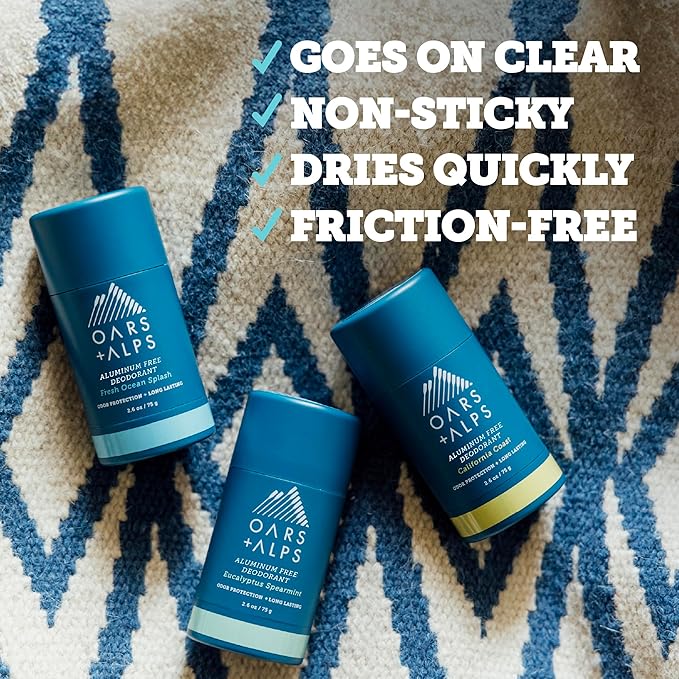 Oars + Alps Deodorant for Men & Women, Aluminum Free Deodorant for Men, Dermatologist Tested, Clean Ingredients, Non Toxic, Vegan, Long Lasting, Odor Protection, Variety Pack 3pk, 2.6oz