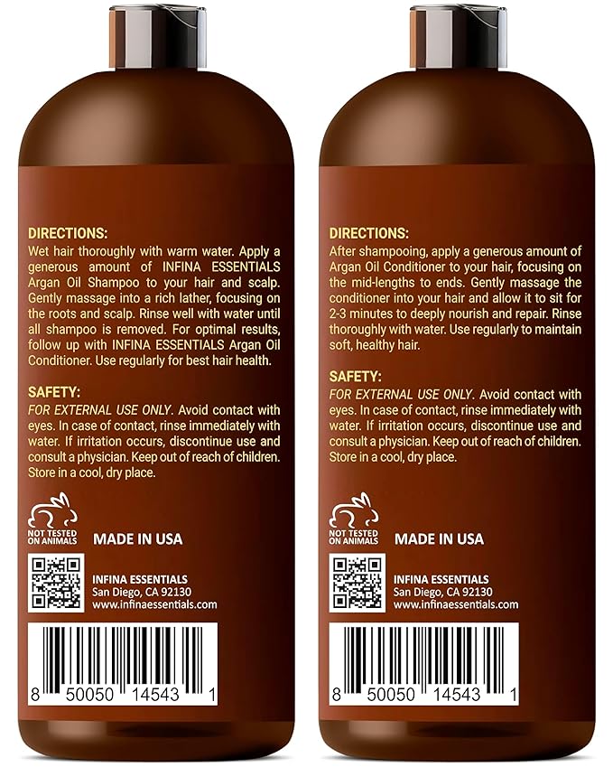 Argan Oil Shampoo and Conditioner Set for Men and Women - Hydrating and Nourishing Sulfate Free Shampoo Conditioner Set for All Hair Types - Hydrating and Nourishing Daily Hair Care - 16 fl oz Each