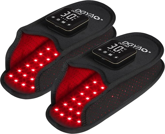 TUOB Cordless Red Infrared Light Therapy for Feet Pain Relief, Rechargeable LED Light Therapy Device for Foot, Double Side Pad Infrared Light Slipper Benefit for Feet Toes Instep Joint Pain Relief