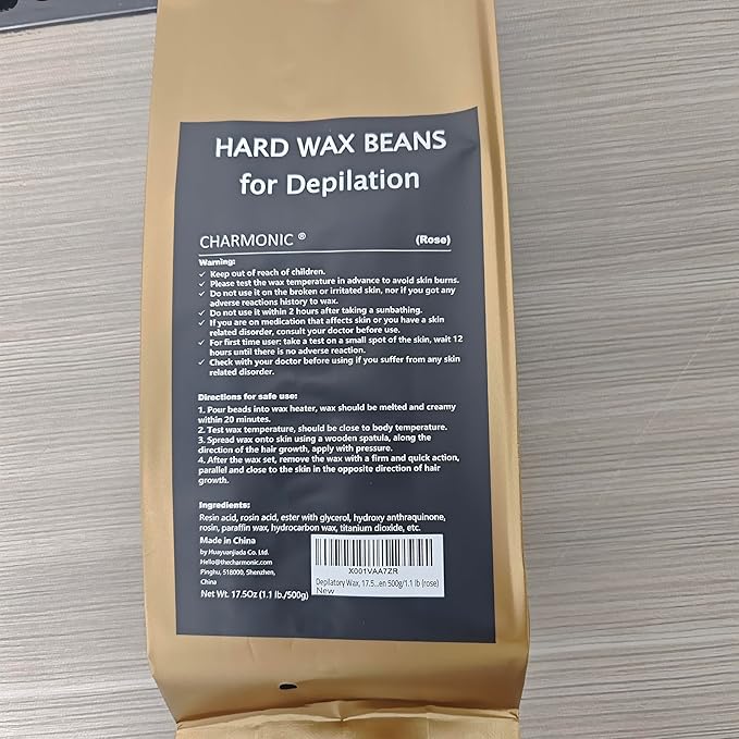 Charmonic Depilatory Wax, 17.5 Oz Hard Body Wax Beans for Women Men, Hair Removal European Beads 500g/1.1 lb (rose)