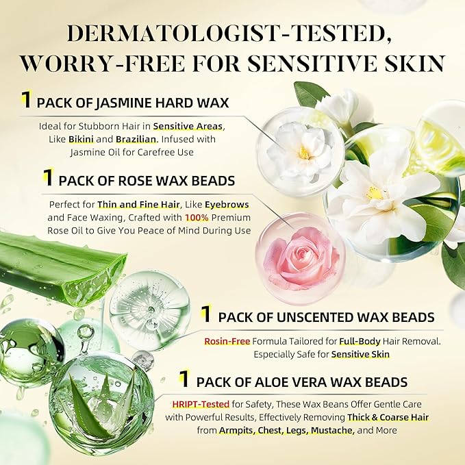 LANSLEYWAX Digital Waxing Kit for Women Men - YOLO Flora Waxing Machine with 39 Accessories - Hard Wax Kit for Arm Leg Brazilian Bikini Face Sensitive Skin, Wax Warmer Hair Removal for Home/Salon Use