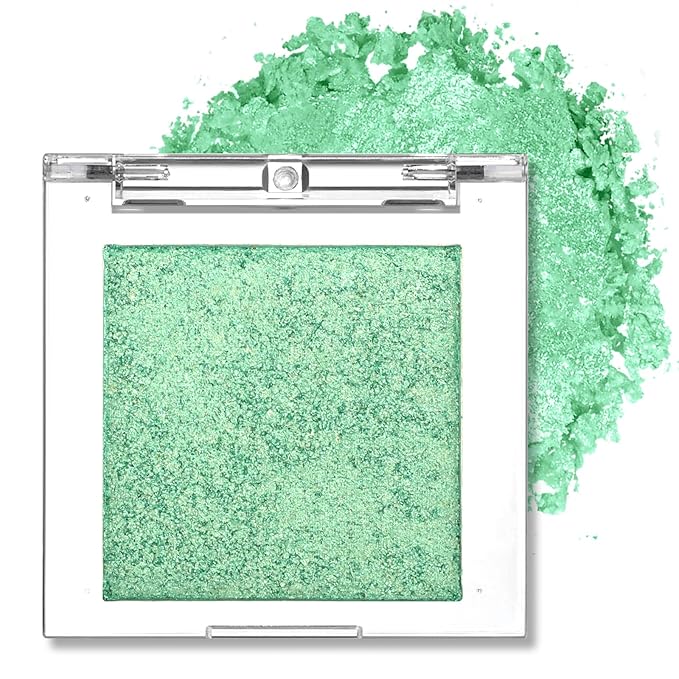 Erinde Glitter Shimmer Sparkle Eyeshadow Palette, Green Glitter Sparkle Eye Shadow Makeup, Single Monochrome Long-Lasting Eye Makeup, Smooth Formula, Vegan & Cruelty-Free, C06 Summer Sparkle