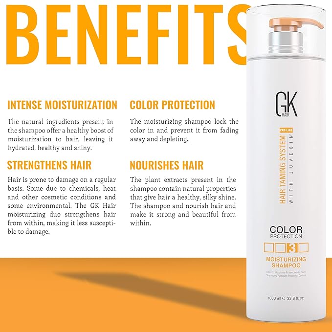 GK HAIR Sulfate-Free Moisturizing Shampoo for Women Deep Conditioning Hair Mask with Keratin and Argan Oil Frizz Control Hydrate Treatment for Dry Color-Treated Damaged Hair – 33.8 Ounce