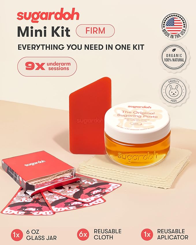 Sugardoh Sugar Waxing Kit for Women As Seen On Shark Tank (Mini Kit Firm) Face, Arms, & Legs, Sugar Wax Hair Removal- Sugaring Tiktok Viral Products- Bikini Wax Kit for Women - Sugaring Kit