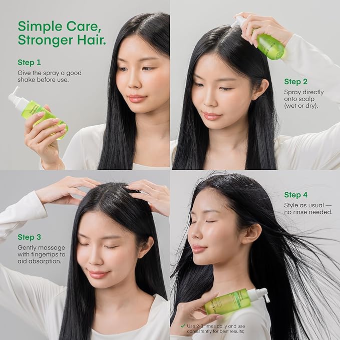 Scalp Serum for Hair Growth Spray - Korean Vegan Treatment for Hair Loss, Thinning & Itchy Scalp, Dermatologically-Tested, Lightweight Exfoliates Dandruff, Strengthen Roots for Men & Women - 2 Pack