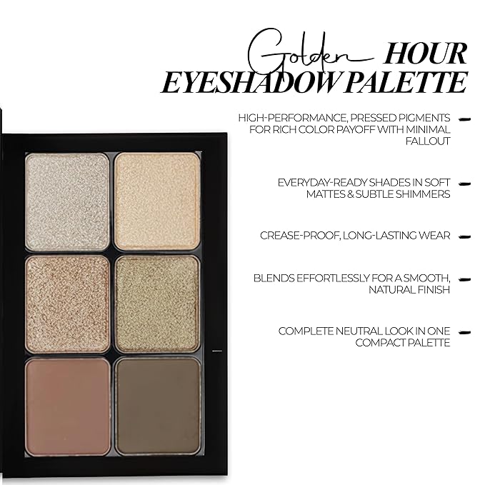Starlight Eyeshadow Palette (Golden Hour) – 6 Highly Pigmented, Crease-Proof Matte & Shimmer Shades