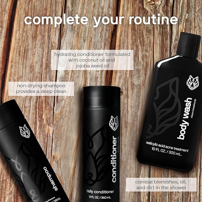 Black Wolf 2-Pack Moisturizing Body Wash Bundle - Mens Hydrating Bodywash for Dry, Dehydrated, & Sensitive Skin - Hyaluronic Acid, Aloe Vera, & Jojoba Oil Body Cleanser Help Remove Oil & Dirt