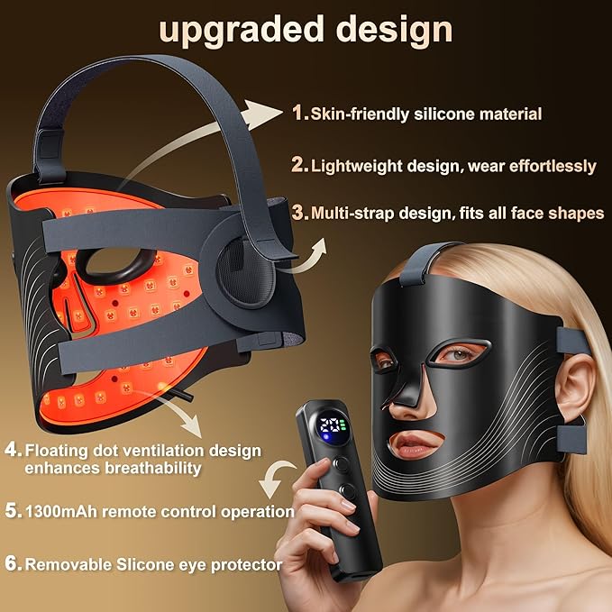 LED Light Therapy Device(KFB290), Red Light Therapy for Face, Near-Infrared 850NM±5NM LED Face Mask Light Therapy