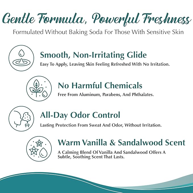 Tallow Deodorant - Aluminum and Baking Soda-Free - Helps Manage Body Odor and Sweat - Vanilla and Sandalwood Deodorant for Men and Women - 3 oz