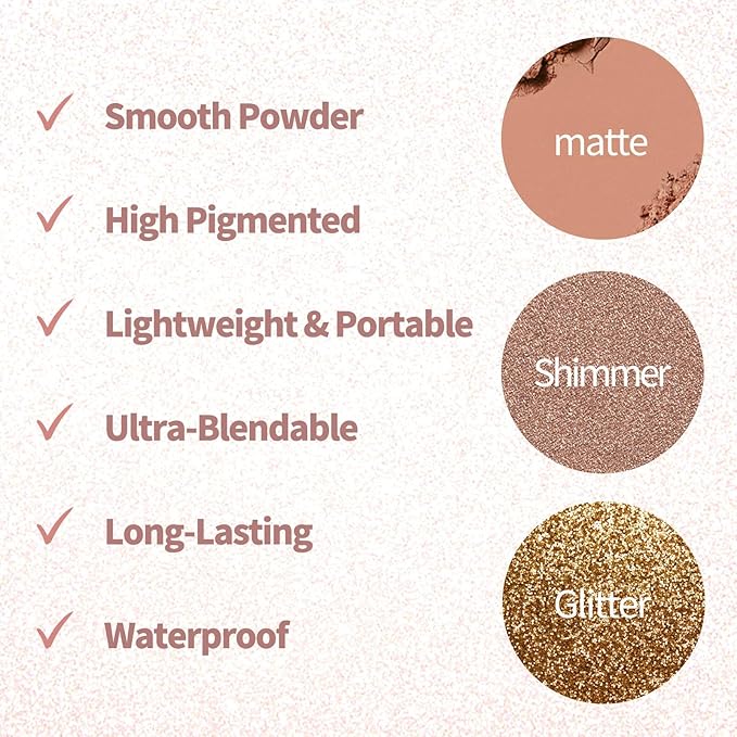 Naked Eyeshadow Palette 9 Colors Neutral Nude Matte Shimmer Glitter Eye Shadow Pallet High Pigmented Ultra-Blendable Naturing-Looking Waterproof Long Lasting Makeup Palette