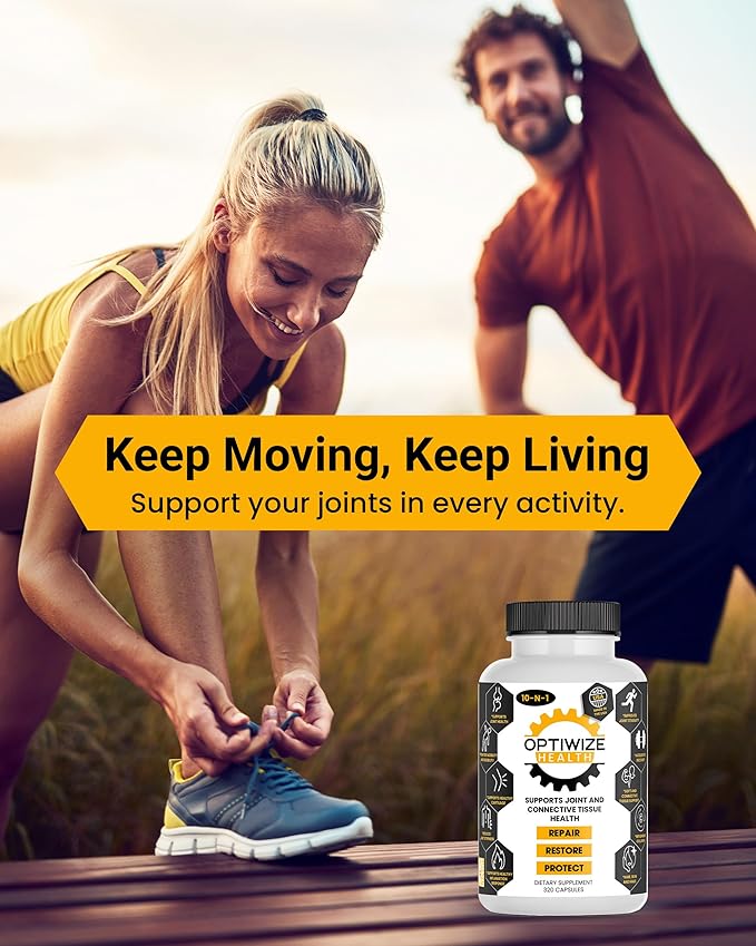 10-in-1 Joint Support Hydrolyzed Collagen,MSM, Hyaluronic Acid, Glucosamine,Chondroitin & More- Targets Joint Discomfort, Improves Mobility & Flexibility 320 Caps for Men & Women Made in USA