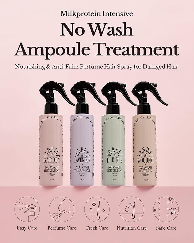 Milk Protein Intensive No-Wash Treatment Hair Perfume Serum Spray - Refreshing & Sweet Floral Scent - Anti Frizz Detangler Mist for Curly, Dry & Damaged Hair, 6.76 fl.,oz.