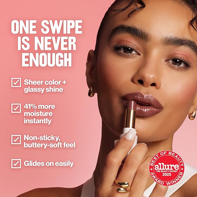 REVLON Super Lustrous Glass Shine Balm, Hydrating Tinted Lipstick, Sheer, Glossy Shiny Finish, 002 Pink Flip, 0.11 oz