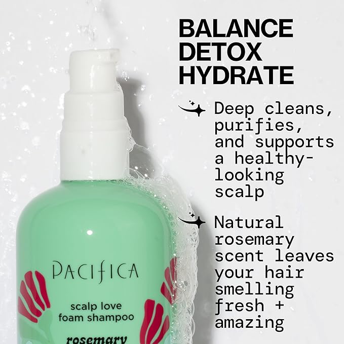 Pacifica Rosemary Mint Scalp Detox Shampoo – Clarifying Shampoo for Dry Flaky Scalp, Removes Buildup & Excess Oil, Invigorating Rosemary + Mint Clean Beauty Vegan Dermatologist Tested
