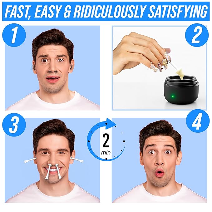 Kenashii Ear & Nose Waxing Kit, Wax Warmer Set, 100g Wax, 24 Professional Applicators, No Microwave Required, Effective Nose and Ear Hair Removal For Men and Women, 12 Balm Wipes, Storage Bag