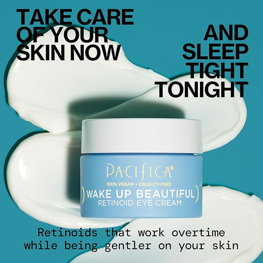 Pacifica Wake Up Beautiful Retinoid Eye Cream – Anti-Aging Under Eye Cream for Fine Lines & Wrinkles, Infused w/ Retinoid, Melatonin & Mushrooms for Puffiness, Dark Circles & Eye Bags Daily Treatment