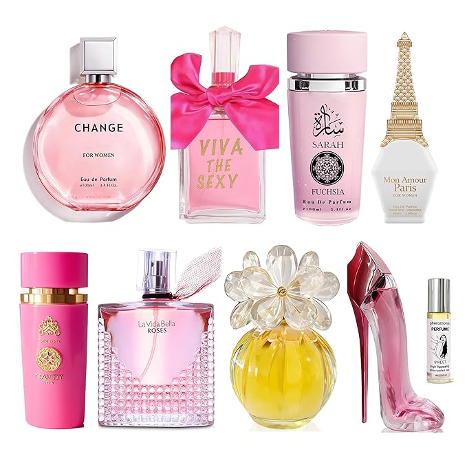 8-Piece Women's Perfume Collection with 10ml Rollerball, EDP Set, Variety of Long Lasting Fragrances for Women (combo B)