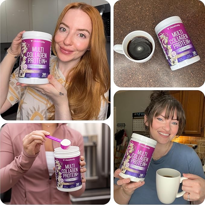 Multi Collagen Peptides Powder for Women - Hydrolyzed Collagen Powder for Women with Types I II III Plus Vitamin C & Hyaluronic Acid for Beautiful Hair Skin and Nails 30 Servings Vanilla Flavored