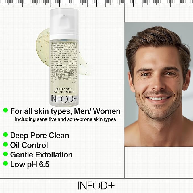 INFODPLUS XCESPI316 Gel Cleanser – Exosome & Walnut Powder Foaming Face Wash for Deep Pore Cleansing, Oil Control & Blackhead Care | Korean Cleanser for Men & Women, 100ml