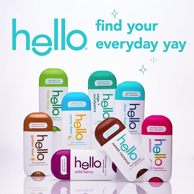 hello Unicorn Aluminum Free Deodorant for Women, Girls, Safe for Kids, Dermatologically tested, Natural Fragrance, 2 Pack