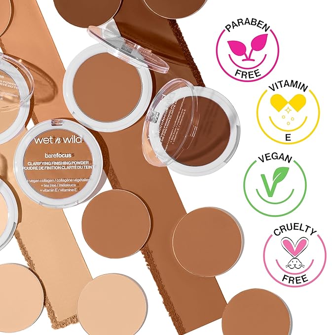 wet n wild Bare Focus Clarifying Finishing Powder | Matte | Pressed Setting Powder Fair-Light (Pack of 2)