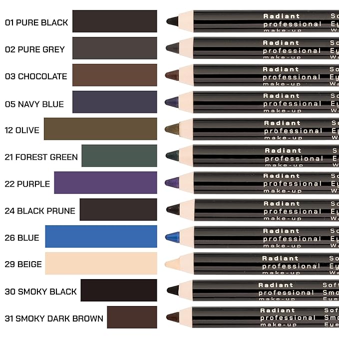 Radiant Professional Waterproof Eyeliner Pencil - Eyeliner Waterproof Smudge Proof for Woman - Long Lasting Under Eye Pencil for Smoky Eye - Soft Waterline Eye liner Smudger Tool, Chocolate (03)