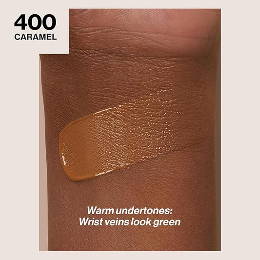 Revlon Liquid Foundation, ColorStay Face Makeup for Combination & Oily Skin, SPF 15, Medium-Full Coverage with Matte Finish, 400 Caramel, 1 Fl Oz