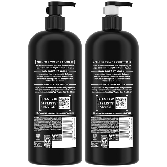 TRESemmé Shampoo and Conditioner Set, Amplified Volume + Collagen Infusion, 24H Full Body & Lift with Heat Protection + Keratin Repair Mask (3 Piece Set)
