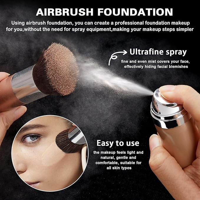 Magic Minerals Airbrush Foundation Spray and Primer for Face Before Makeup,Waterproof Foundation for Older Women,Teenagers,Middle-aged,Anti-aging Formula for Smooth Radiant Skin (03 Nude)