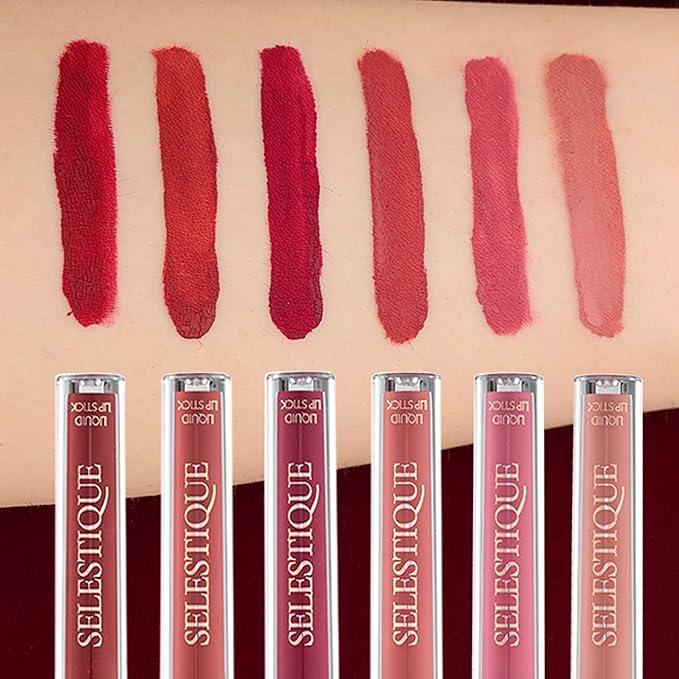 Matte Liquid Lipstick For Women, Set of 6 Colors from Nude to Dark Red, Waterproof Matte Lipstick Long Lasting, Non-Sticky and Fade-Resistant Formula – Lip Makeup Kit for Long Lasting Style, 6 pcs