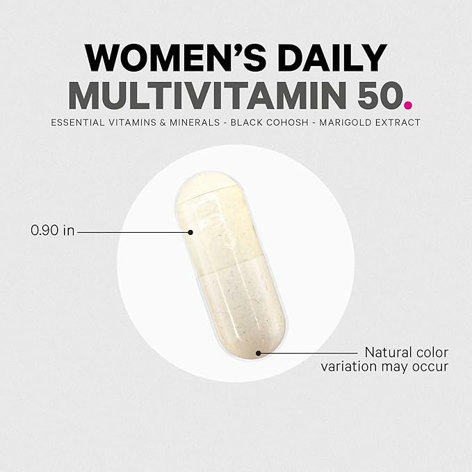 Codeage Women’s Multivitamin 50 - Essential Vitamins for Women Over 50, Methylated Folate, Magnesium, Selenium, Vitamin B6, B12, D3 Antioxidants - 1 Pill Per Serving - Gluten-Free - 30 Capsules