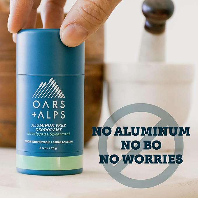 Oars + Alps Deodorant for Men & Women, Aluminum Free Deodorant for Men, Dermatologist Tested, Clean Ingredients, Vegan, Long Lasting, Odor Protection, Eucalyptus Spearmint, 2pk