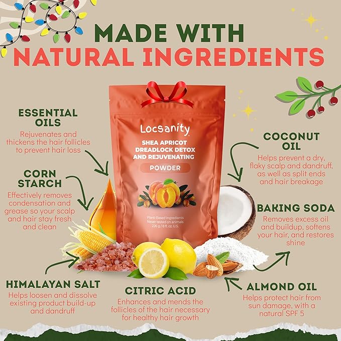 Locsanity Dreadlock Hair Scalp Detox - Deep Clean Dreadlock Powder, Cleansing Conditioner - Natural Hair Cleanser for Build Up - ACV Alternative, Loc Care and Maintenance Products