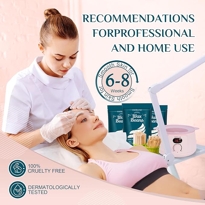 Wax Beads, 1LB Hard Wax Beans for Hair Removal Sensitive Skin, Hard Wax Perfect for Full Body, Brazilian Hard Wax Beads for Bikini waxing