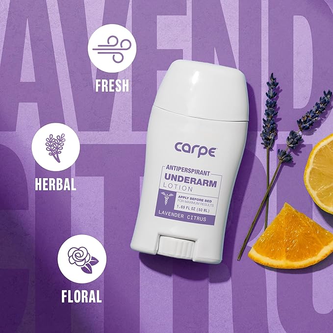 Carpe Underarm Antiperspirant and Deodorant, Clinical strength with Lavender Citrus scent, Combat excessive sweating Stay fresh and dry, Great for hyperhidrosis (Pack of 3)