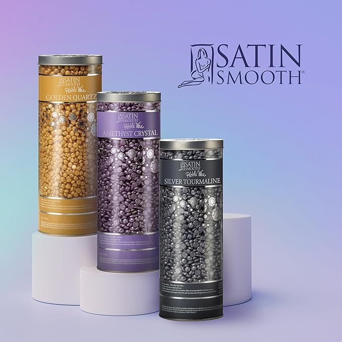 Satin Smooth Amethyst Crystal Flex Hard Wax Beads – Thin-Film Pebble Hard Wax for Sensitive Skin & Fine to Medium Hair, 23 oz