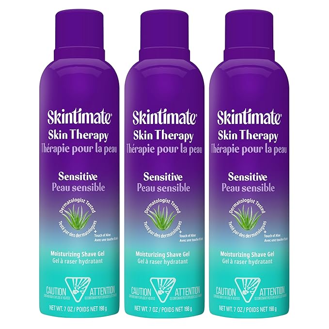 Skintimate Skin Therapy Sensitive Skin Moisturizing Shave Gel for Women with Vitamin E, Aloe and Olive Butter, 7 oz - 3 Pack