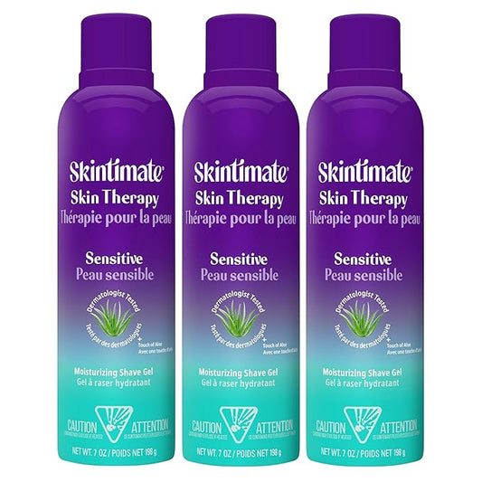 Skintimate Skin Therapy Sensitive Skin Moisturizing Shave Gel for Women with Vitamin E, Aloe and Olive Butter, 7 oz - 3 Pack