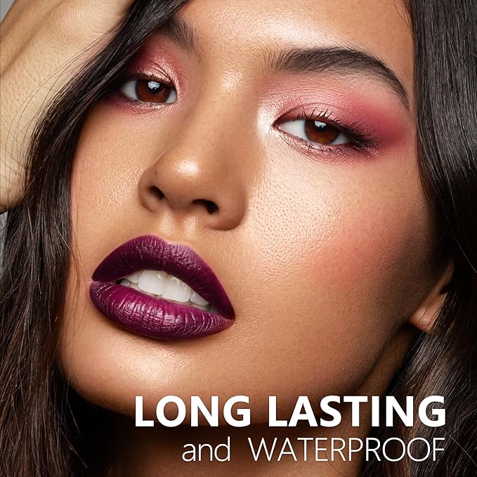 Dark Red Pink Berry Lipstick 3Pc Long Lasting Lipsticks for Women Pigmented Smudgeproof Transferproof Vegan Cruelty Free Lip Color, A66/44/48