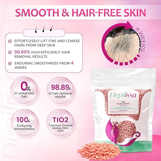 Pink Hard Wax Beads 14.1 oz – Stripless Brazilian Wax Beads for Face, Bikini & Sensitive Skin – Low-Temperature Hard Wax for Women & Men – Removes Short & Coarse Hair – Made in Italy