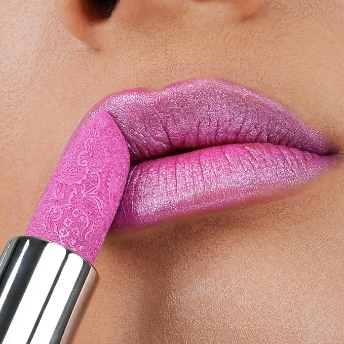 Glitter Bright Pink Lipstick,High Impact Lipcolor,Lightweight Hydrating Formula Smooth and Non-Sticky,Metallic Lipstick For Women,Full-Coverage Lip Color (15 VELOCITY,4g)
