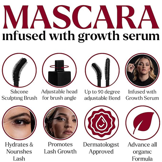 Professional Waterproof Mascara with Serum – Long-Lasting Volume & Curl | Smudge-Proof, Clump-Free, Lash-Conditioning Formula for All-Day Wear