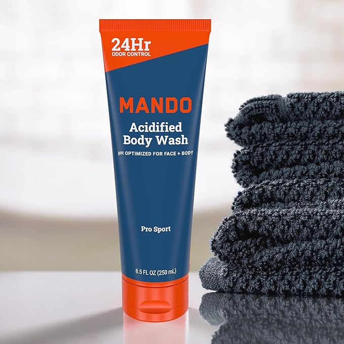 Mando Odor Shield Body Wash - 24 Hour Control - Removes Odor Better than Soap - SLS Free, Paraben Free, Skin Safe - 8.5 Ounce (Pack of 2) (Pro Sport)