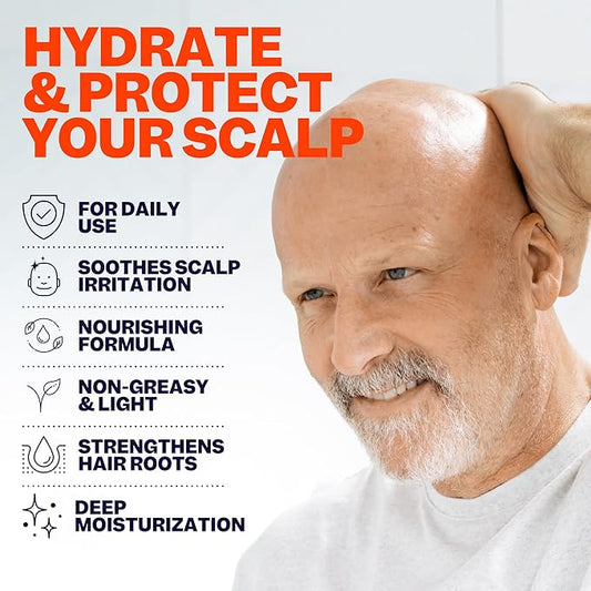 Scalp Moisturizer - 50mL Refreshing & Soothing Head Lotion, Matte Finish, Anti-Aging Collagen, Hydrating, Non-Greasy Formula, Travel Size, Nourishing Daily Cleanser for Bald Men and Women
