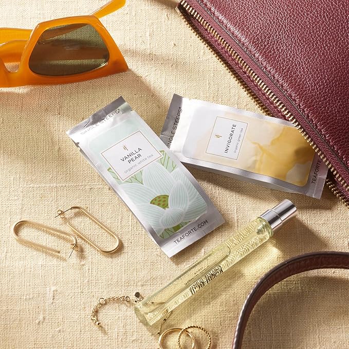 Tea Forte Tea Tasting Assortment Single Steeps Loose Leaf Premium Tea Gift Set Sampler, 15 Count 3 of Each Assorted Blends, Pre-Portioned Single Serve Pouches, Steeps 12 oz