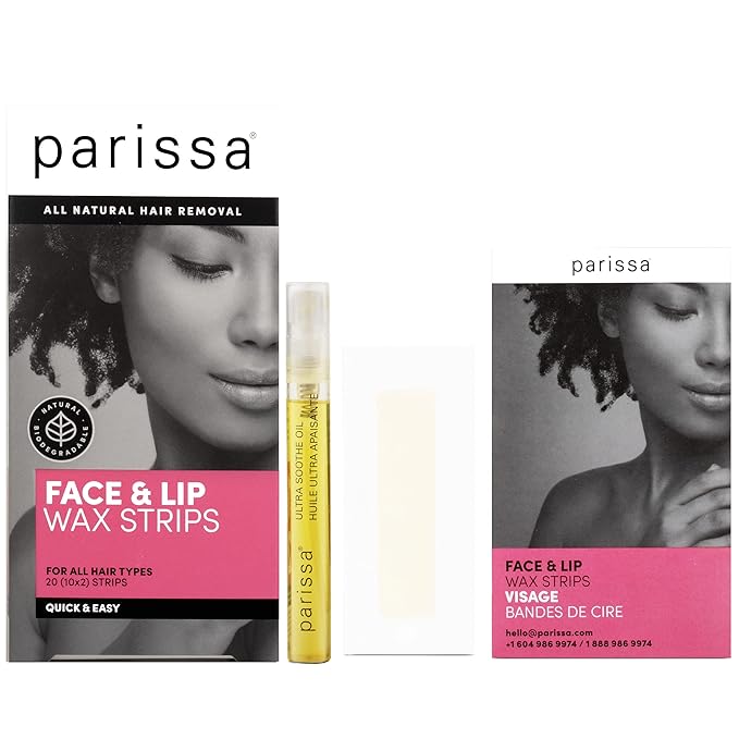 Parissa Face & Lip Wax Strips | Ready-to-Use Small Strips for Facial Hair Removal, Skin-Safe | At-Home Waxing Kit for Upper Lip, Chin & Face | Facial waxing kit for women | 20 Strips (10 x 2)