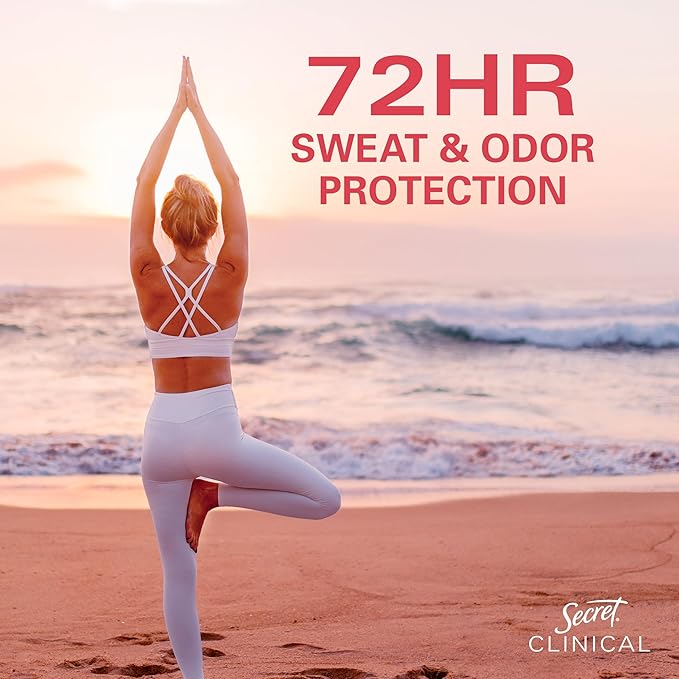 Secret Clinical Strength Antiperspirant Deodorant for Women, 3X Stress Protection, 72hr Sweat & Odor Protection, Pro-Hyaluronic Acid, Invisible Solid, Watermelon Summer Fizz Scent, 1.6 oz