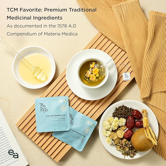 Tea Facto Liver It Up* Dandelion Tea Bags with Cassia Seeds, Ginseng, Licorice Roots, Red Date - Natural Ingredients, Zero Added Sugar, Zero Caffeine - 10 Count