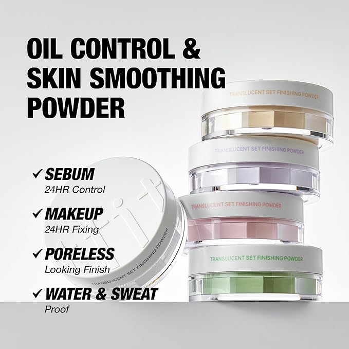 TFIT Translucent Set Finishing Powder - Sebum Control Face Loose Powder, Matte & Silky Finish, Lightweight, Long-lasting, Korean Makeup Setting Powder, 0.24 Oz. (03 Green, 0.24 Oz.)